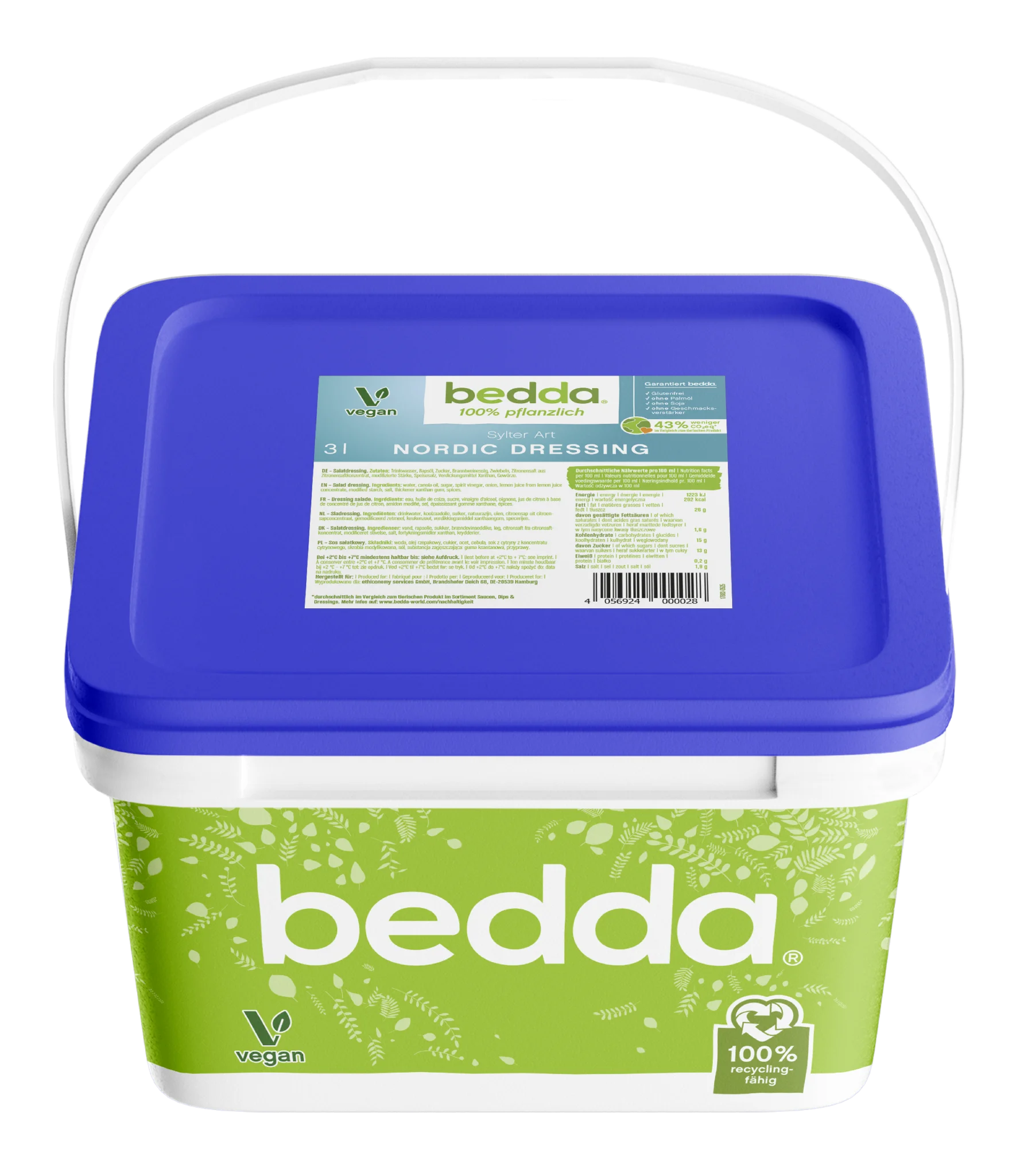 veganes Nordic Dressing von bedda im 3-Liter-Eimer